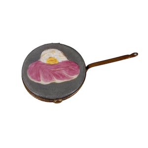 Limoges trinket box, hand-painted copper handle frying pan, signed