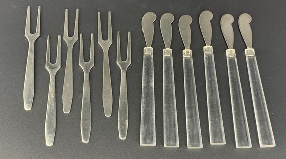 Party Time . Vintage Cheese Knives and Fork Set of 6 or Hors -  Denmark