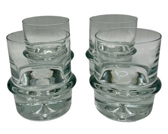 Holmegaard Regiment Set of 4 Glasses Double Old Fashioned Whisky Controlled Bubble Danish Design 4.5”