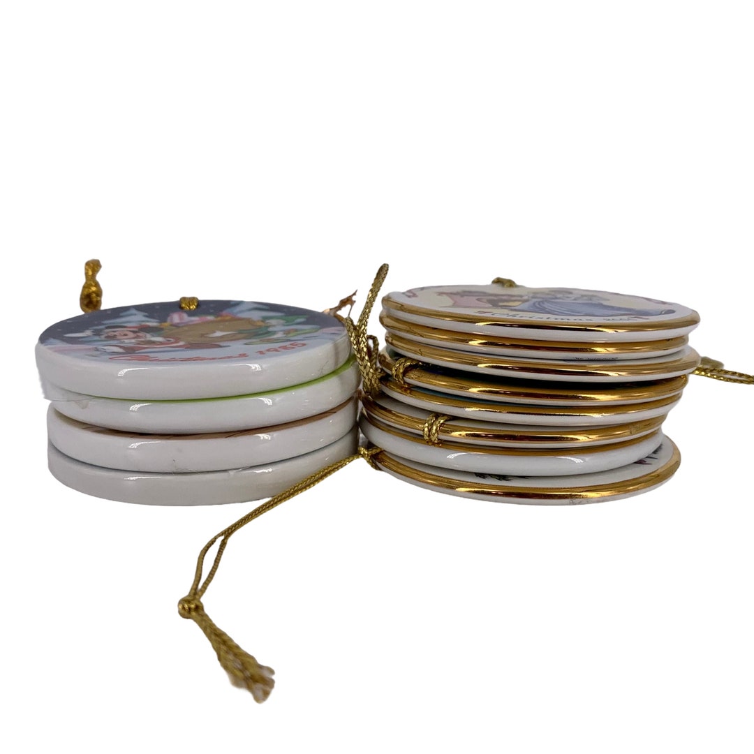 Lot of Vintage Walt Disney Christmas Ornaments, Porcelain Made in Japan