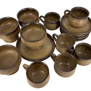 VINTAGE &quot;Romany Brown&quot; by Denby, England,  Coffee and bowl set