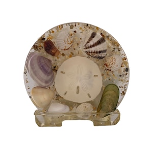 Nautical shell vintage Lucite Napkin/letter holder