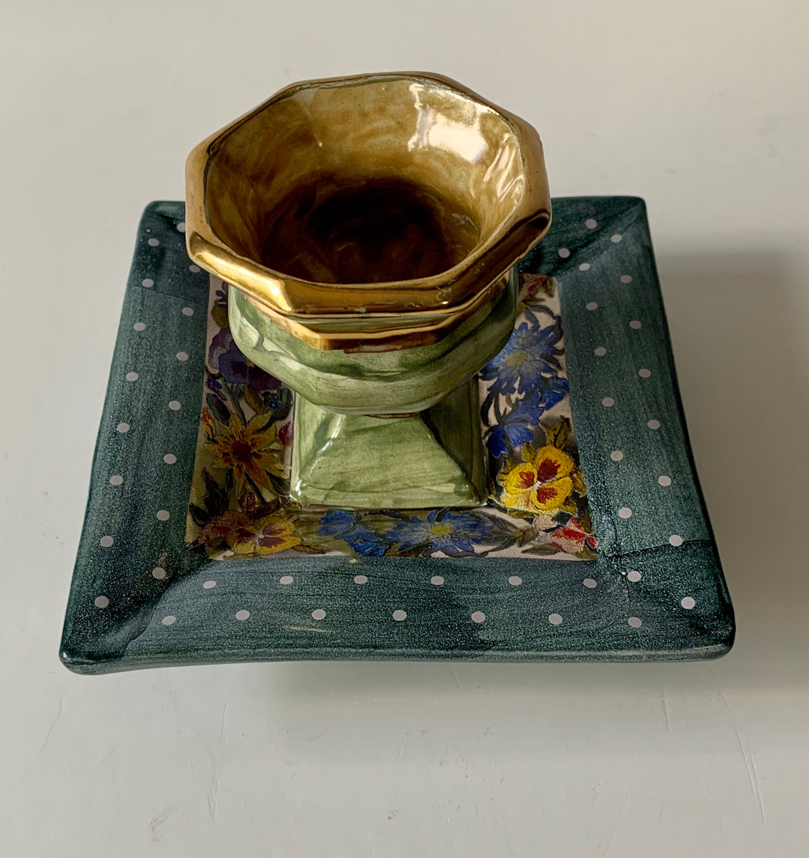 Mackenzie Childs EGG cup terra cotta studio pottery 1998 original hand