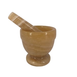 Carved Onyx stone Mortar and Pestle Set