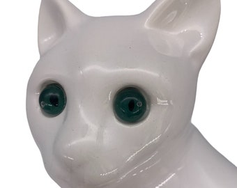 White Ceramic Cat Vintage by Elpa Alcobaca Portugal large Cat figurine