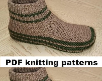 Knitted slippers // Instructions for knitting patterns in PDF format in English