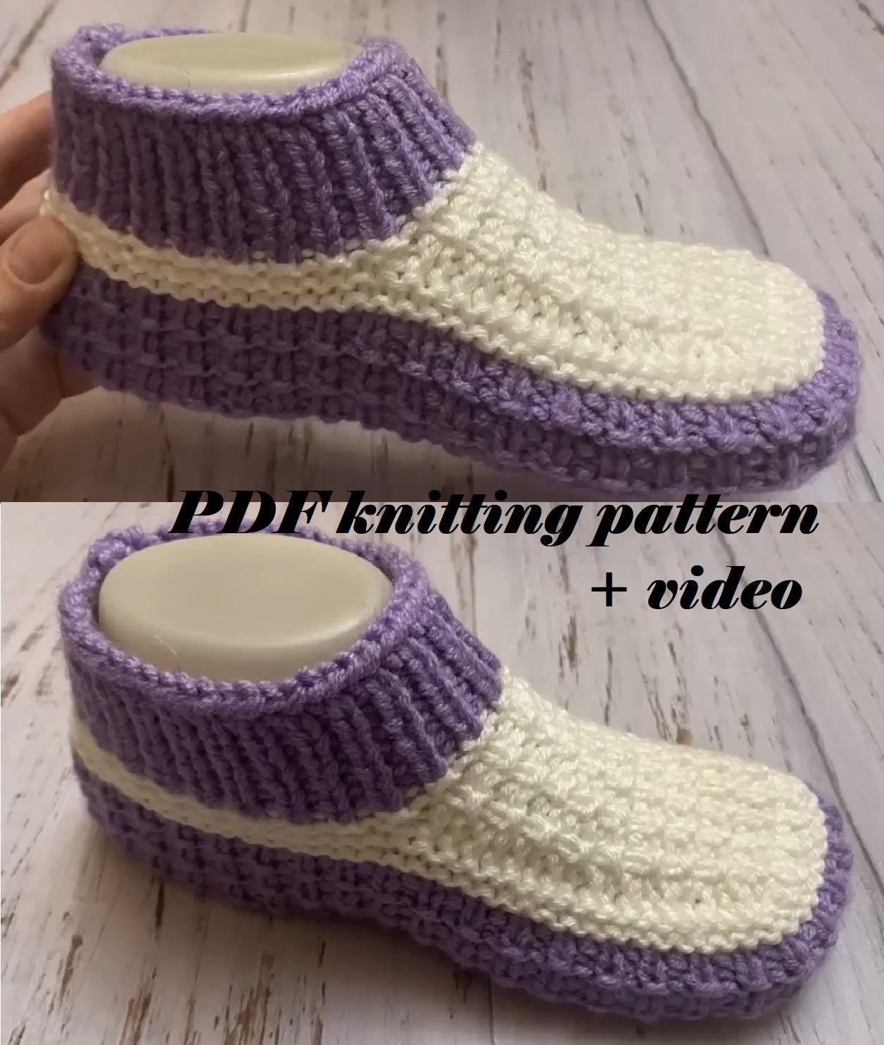 Knitted slippers without sewing // Instructions for knitting patterns in PDF format in English