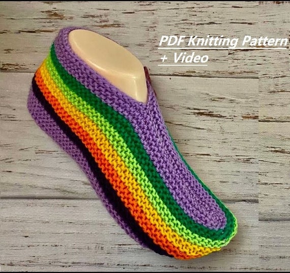 Chaussons tricotés à partir d'un carré // Instructions pour les patrons de  tricot au format PDF en anglais