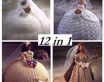 Vintage crochet patterns for doll 12 inch 12 models in 1 in PDF format in English