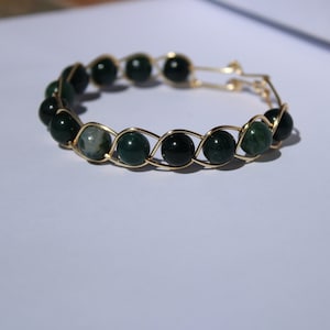 India Agate Natural Stone Bracelet, Fidget Bracelet, Bead Bracelet, Beaded Bracelet, Braided Bracelet, Wire Wrapped Jewelry, Wire Jewelry