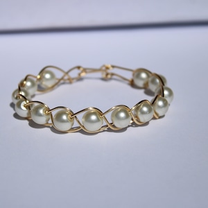 Pearl Bracelet, Fidget Bracelet, Bead Bracelet, Beaded Bracelet, Braided Bracelet, Wire Wrapped Jewelry, Wire Jewelry