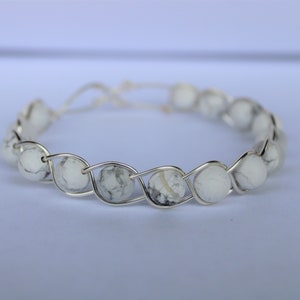 Howlite Bracelet, Fidget Bracelet, Bead Bracelet, Anxiety Jewelry, Braided Bracelet, Wire Wrapped Jewelry, Wire Jewelry