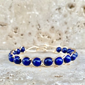 Lapis Bracelet, Fidget Bracelet, Bead Bracelet, Beaded Bracelet, Braided Bracelet, Wire Wrapped Jewelry, Wire Jewelry