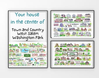 Personalized neighborhood map, see your house in the center of your neighborhood, customize your neighborhood print, personalized gift idea