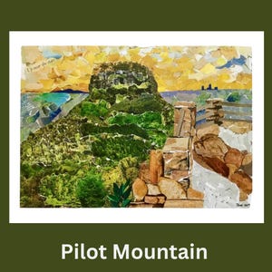 Pilot Mountain Collage Print, Pilot Mountain souvenir, NC Mountains, mountain scenery, mountain art, Pilot Mountain art, nature lover gift
