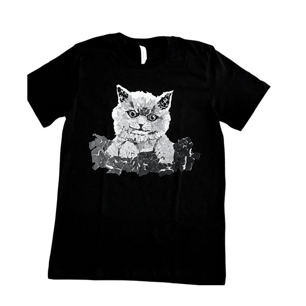 Gray Cat Tee Shirt, cat lover t shirt, original cat art, fun cat shirt, cat lady gift,