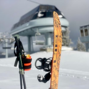 Beer Binding Blaze Orange on Splitboard Setup