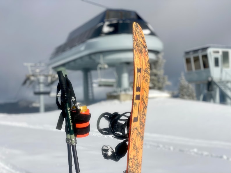 Beer Binding Blaze Orange on Splitboard Setup