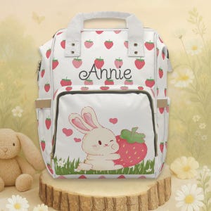 Strawberry Berry Cute Personalized Multifunctional Diaper Backpack - Diaper Bag