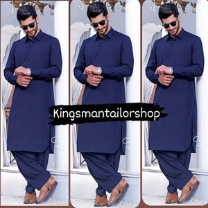 Navy blue pathani suit top