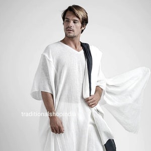 LVCBL Kaftan Robe Longue En Lin à Manches Longues Pour Homme - Confort Et Élégance