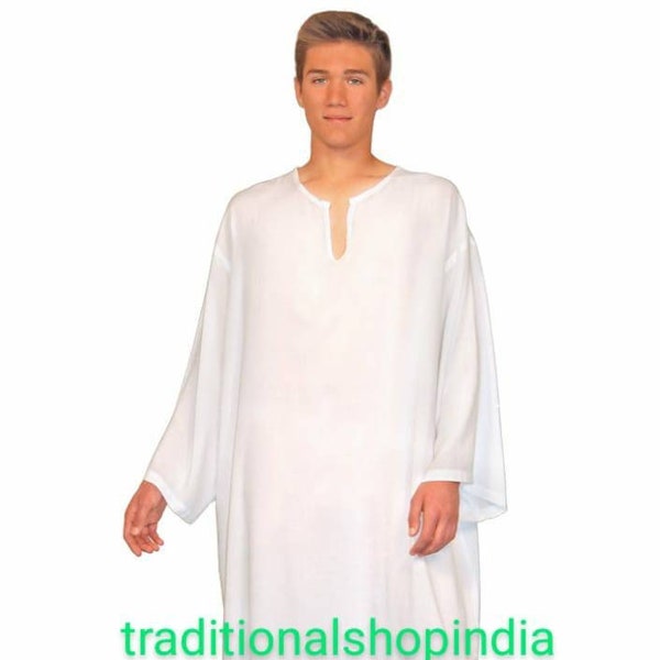 Indian Men's Robe Kaftan, Long Kaftan, Hand made Kaftan, Unisex Kaftan, Kaftan For Man, Man Kaftan, Kaftan Man, Cotton Kaftan, white color