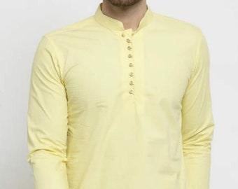 Men's short kurta, hand made kurta, indian kurta, short shirt kurta, kaftan kurta, indian wear, men's wear,