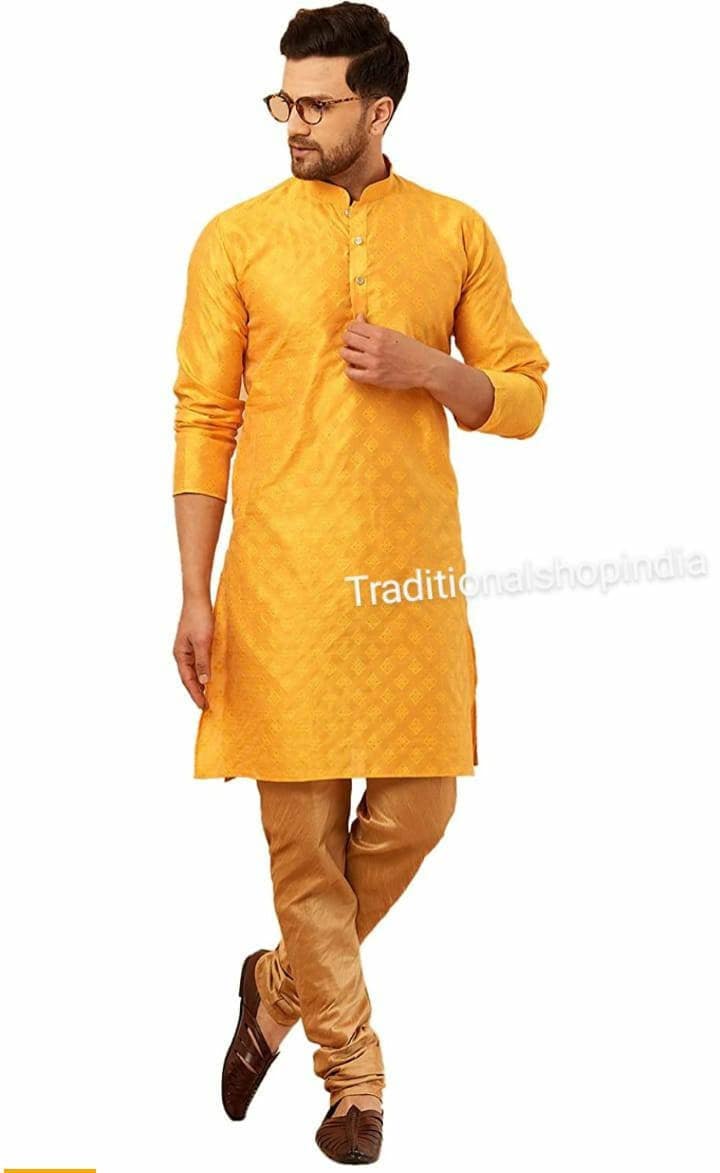 Men's Traditional Kurta Pajama Indian Kurta Pajama Silk Etsy