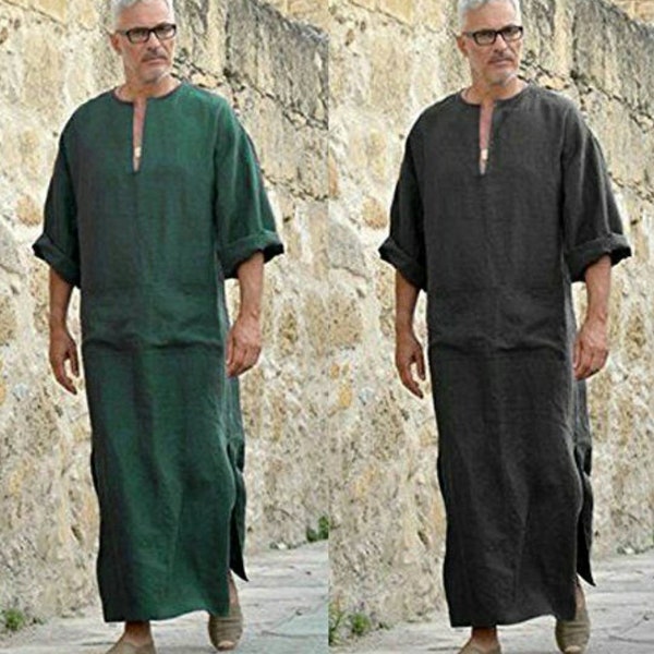 Men kaftan, casual kurta, kaftan for men, traditional kaftan, Ethnic kaftan, mens robe, handmade kaftan, men outfit, linen kaftan for men,