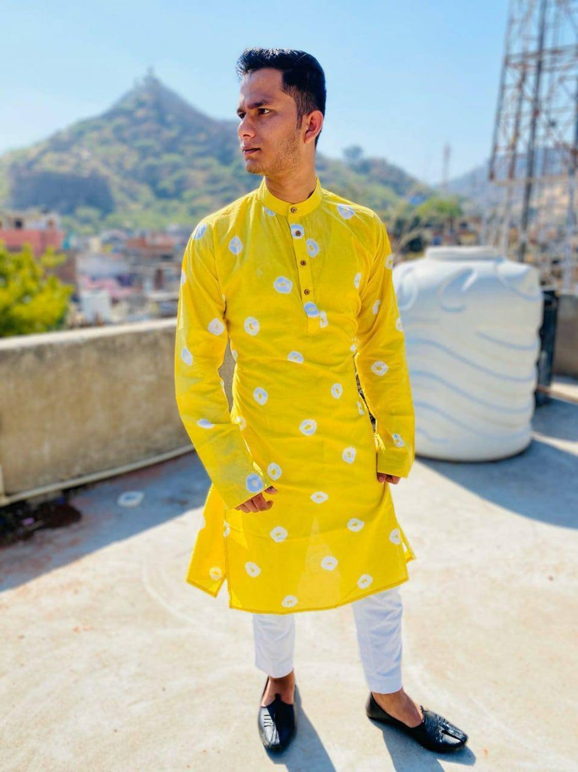 Mens Hand Print Kurta Hand Tie Dye Kurta Hand Made Kurta Etsy