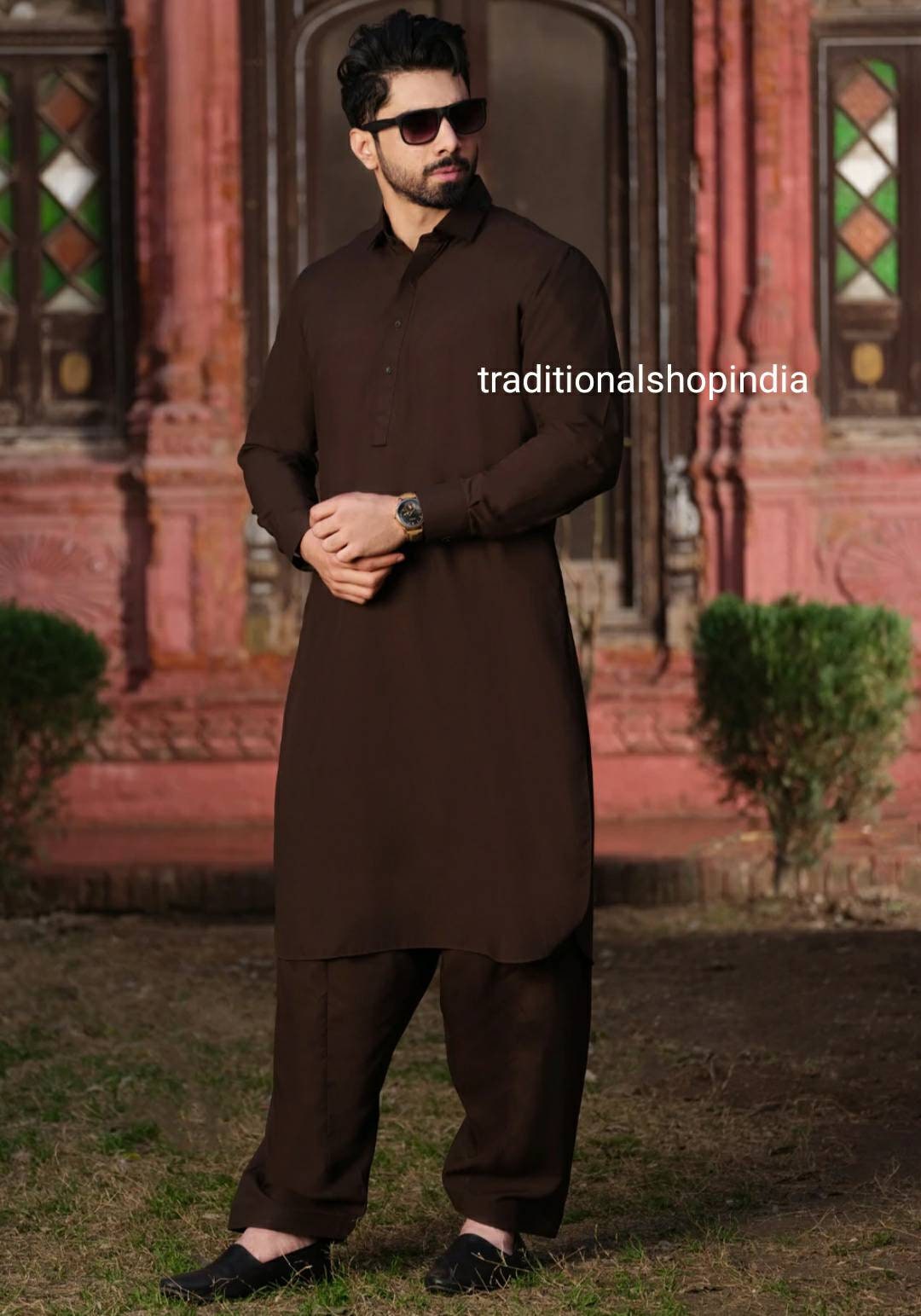 Wine color pathani suit cheap