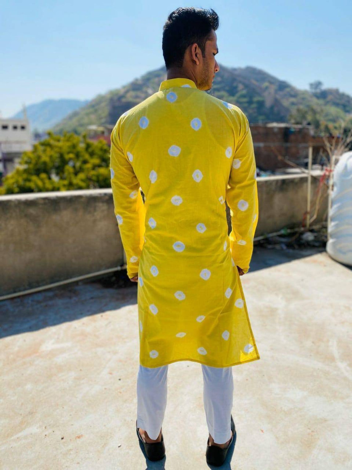 Mens Hand Print Kurta Hand Tie Dye Kurta Hand Made Kurta Etsy