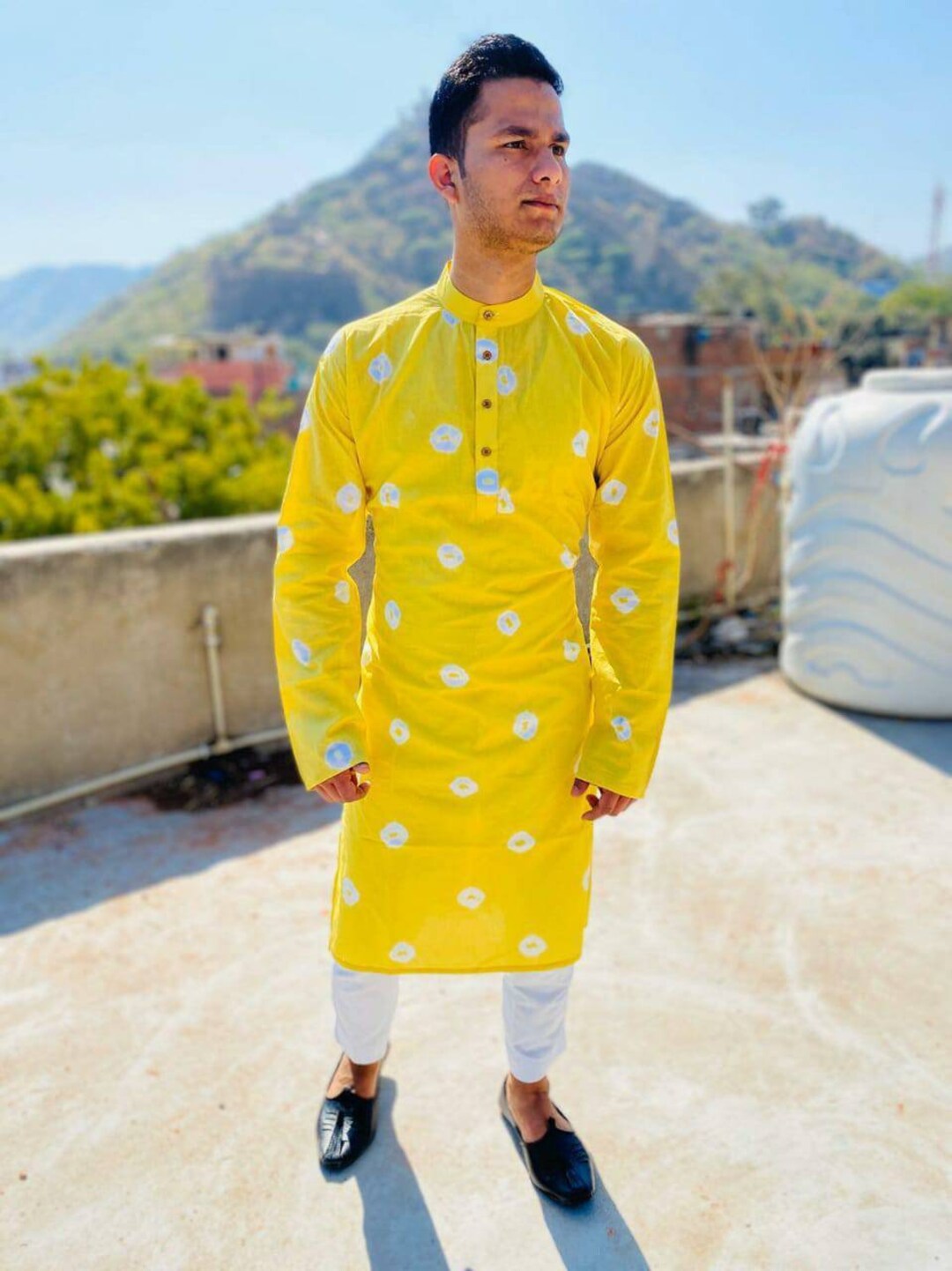 Mens Hand Print Kurta Hand Tie Dye Kurta Hand Made Kurta Etsy