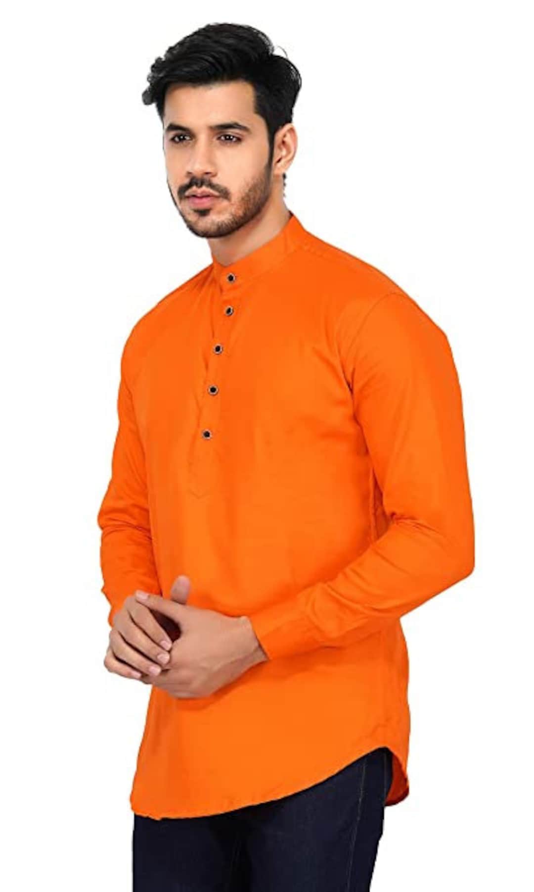 Men's Kurta Indian Kurta Kurta for Men Traditional Kurta Cotton Kurta Mens Orange Kurta Etsy