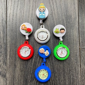 Princess Character Retractable Fob Watch - perfect for Nurses - Cinderella,