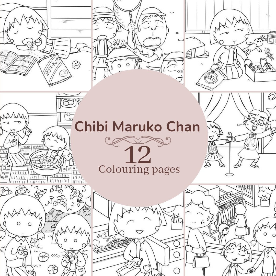 Chibi Maruko Chan 12 Colouring Pages - Etsy UK