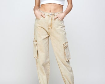 Khaki Cargo Pants Xs - Etsy Australia