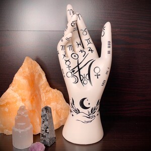 Palmistry Hand Statue, Jewelry Holder, Home Decor, Figurine, Halloween, Tarot, Fortune Teller, Horror, Astrology Sign Ring Stand, Moon