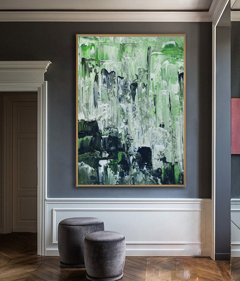 Green Minimalism Painting Green Canvas Wall Art Green Etsy UK