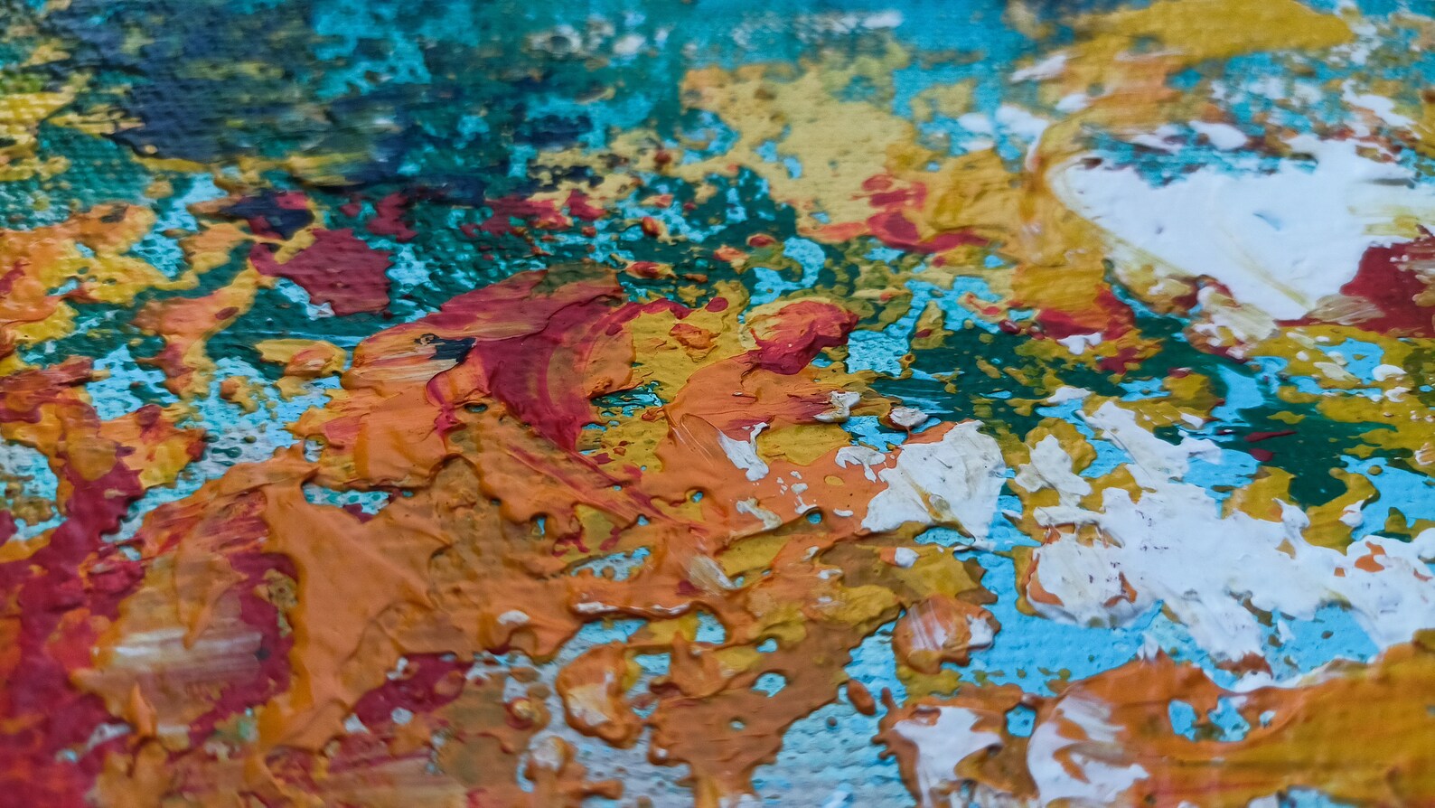 Oversized Wall Art Orange and Blue Abstract Painting Oil Etsy