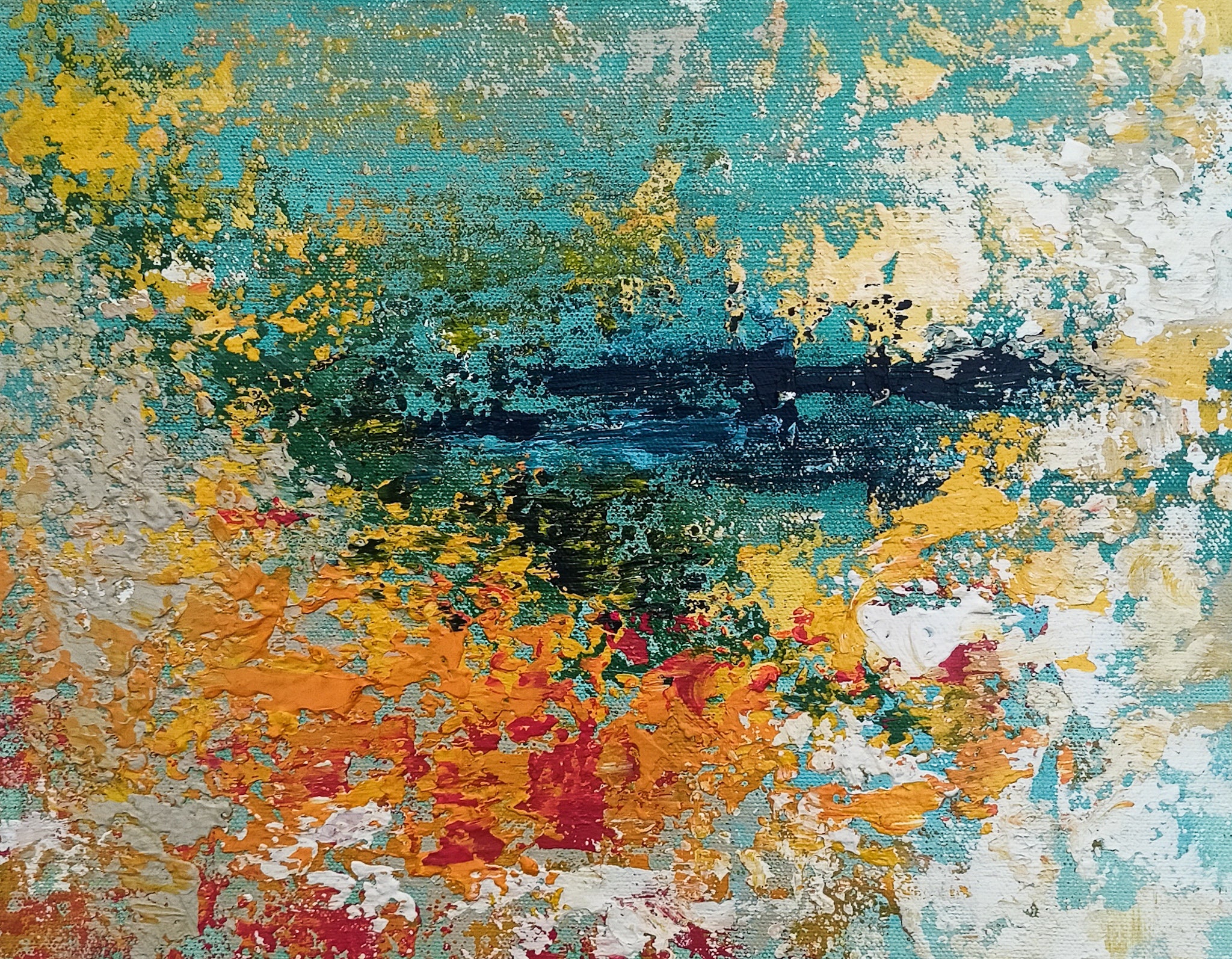 Oversized Wall Art Orange and Blue Abstract Painting Oil Etsy