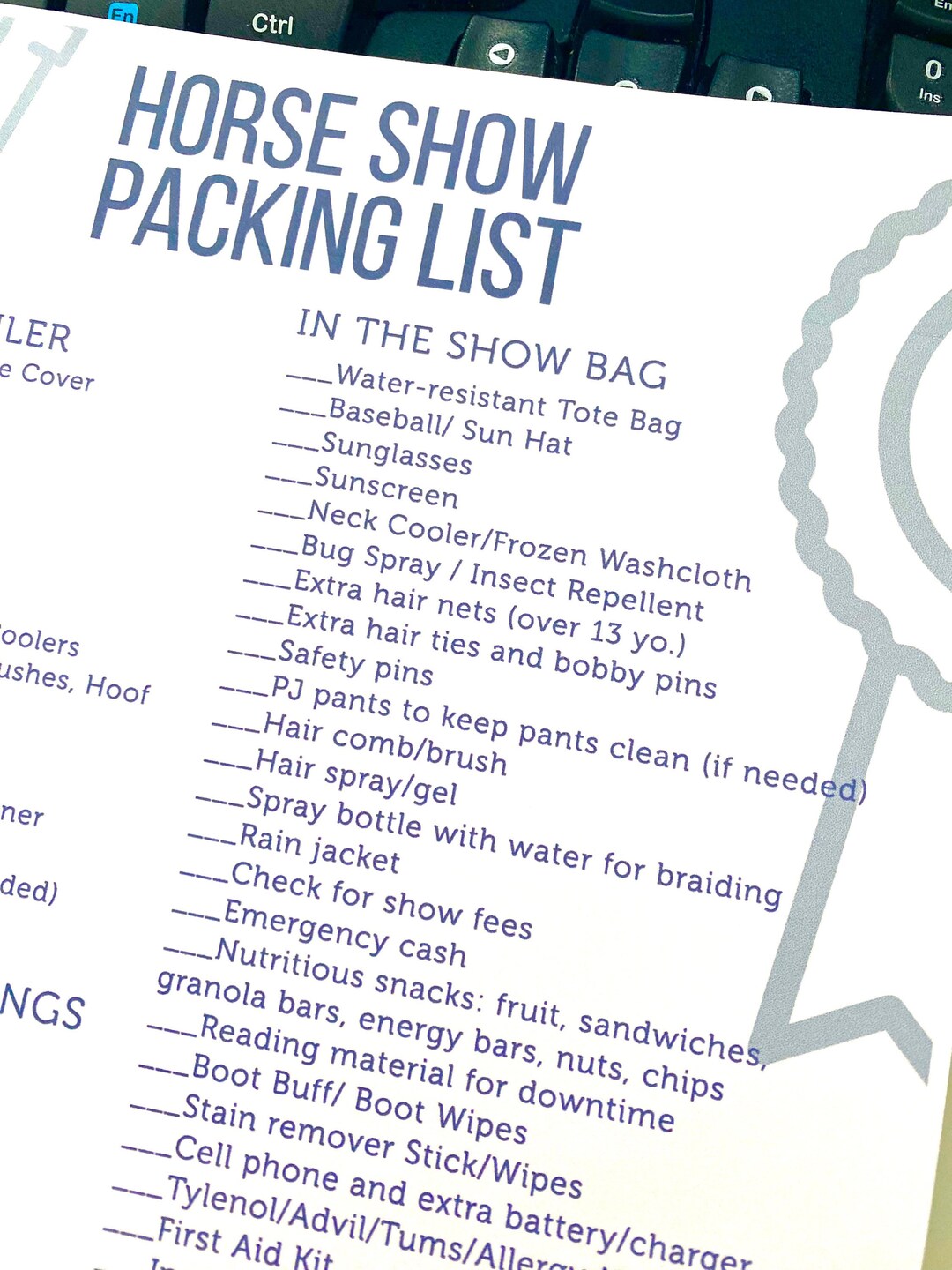 Horse Show Checklist Etsy