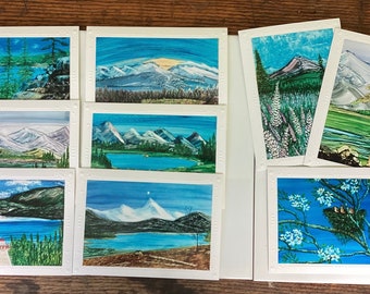 Alcohol Ink Landscape Cards, Blank Greeting Cards with Envelopes