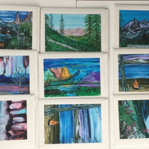 Cartes pour toutes les occasions, cartes vierges avec enveloppes, cartes artistiques de paysage, cartes artistiques assorties, cartes à encre alcoolisée, cartes de voeux.