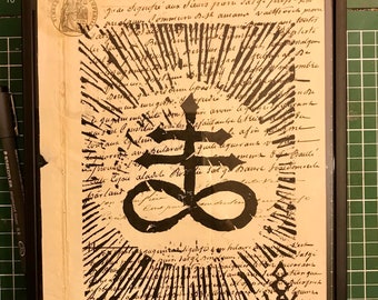 Linogravure de la croix du Levithan