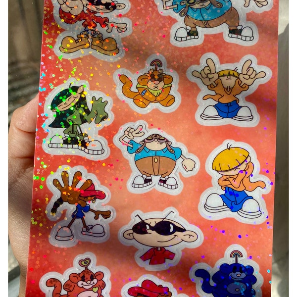 Code: K.N.D Sticker Sheet, Rainbow Monkeys Stickers, Holographic Waterproof Sticker Sheet (12pcs)