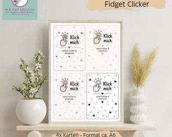 Einlegerkarten für Fidget Clicker Mix | PDF Druckvorlage A4 | 4 Karten zum Ausdrucken | DIY | Download | inklusive Gewerbelizenz