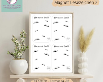 Magnet Lesezeichen 2 Karten | PDF Druckvorlage A4 | 4 Karten zum Ausdrucken | Download | DIY Karten Lesezeichen | inklusive Gewerbelizenz