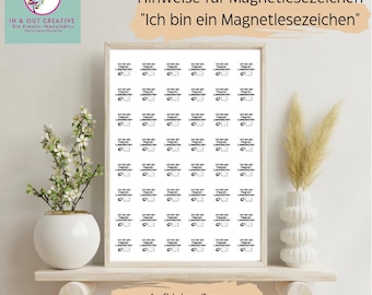 Aufkleber Hinweis „Ich bin ein Magnetlesezeichen“ rund Ø 3 cm – Hinweisaufkleber für Geschenksets mit Magnetlesezeichen, Kennzeichnung Sets