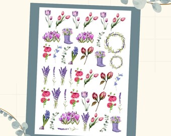 Kerzenfolie DIN A4 Frühlingsblumen Mix 1 | Wasserschiebefolie für Kerzen | Kerzentattoo DIY | Kerzen gestalten | Kerzen Deko